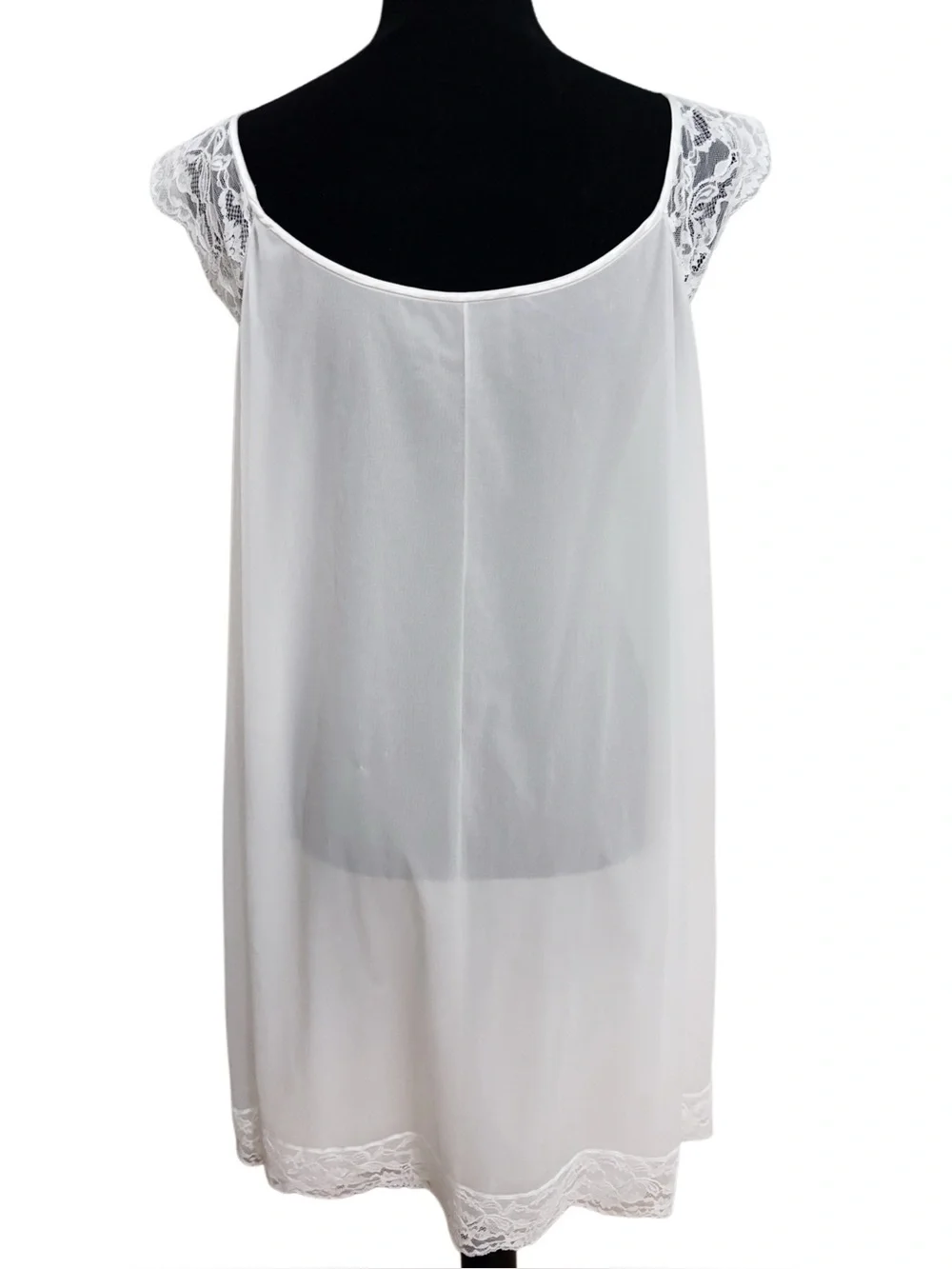 Vtg 50s 60s Vanity Fair White Sheer Babydoll Dress / Nightgown / Negligee -Large